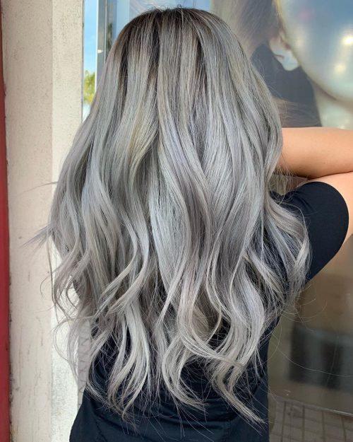 Luxury Ash Grey Gray Blonde Balayage 100% Human Hair Swiss 13x4 Lace Front Glueless Wig U-Part, 360 or Full Lace Upgrade Available