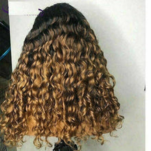 Load image into Gallery viewer, Luxury Curly Ombre Honey Blonde 100% Human Hair Swiss 13x4 Lace Front Glueless Wig  U-Part, 360 or Full Lace Upgrade Available
