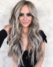 Load image into Gallery viewer, Luxury Toasted Ash Blonde Balayage 100% Human Hair Swiss 13x4 Lace Front Glueless Wig Wavy U-Part, 360 or Full Lace Upgrade Available
