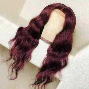 Luxury Brazilian Body Wave Burgundy Red 99J 100% Human Hair Swiss 13x4 Lace Front Glueless Wig Colouful U-Part or Full Lace Upgrade Available