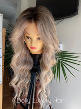 Load image into Gallery viewer, JASMINE | Luxe Ash Blonde Balayage 100% Human Hair Swiss 13x4 Lace Front Wig  Bleached Knots Transparent Lace Full Lace Upgrade Available
