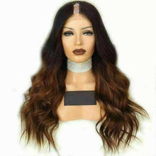 Load image into Gallery viewer, Luxury Ombre Auburn Brown U Part Wavy 100% Human Hair Swiss 13x4 Lace Front Glueless Wig U-Part U-Part, 360 or Full Lace Upgrade Available
