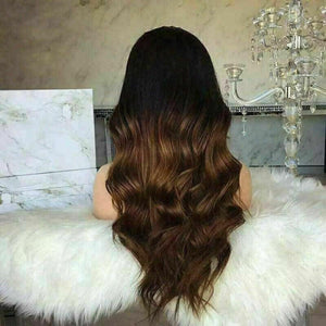 Luxury Ombre Auburn Brown U Part Wavy 100% Human Hair Swiss 13x4 Lace Front Glueless Wig U-Part U-Part, 360 or Full Lace Upgrade Available