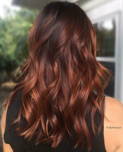 Luxury Copper Melt Balayage Highlight 100% Human Hair Swiss 13x4 Lace Front Glueless Wig U-Part, 360 or Full Lace Upgrade Available