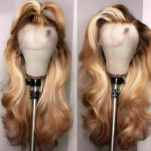 Luxury Ombre Honey Platinum Blonde #27/613 100% Human Hair Swiss 13x4 Lace Front Glueless Wig U-Part, 360 or Full Lace Upgrade Available