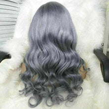 Load image into Gallery viewer, Luxury Ombre Dark Grey Gray Violet Body Wave 100% Human Hair Swiss 13x4 Lace Front Glueless Wig Colouful U-Part or Full Lace Upgrade Available
