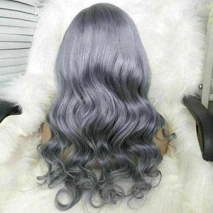 Luxury Ombre Dark Grey Gray Violet Body Wave 100% Human Hair Swiss 13x4 Lace Front Glueless Wig Colouful U-Part or Full Lace Upgrade Available