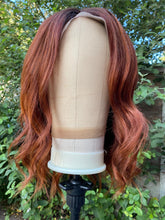 Load image into Gallery viewer, Luxury Auburn Brown Balayage Highlight  100% Human Hair Swiss 13x4 Lace Front Glueless Wig U-Part, 360 or Full Lace Upgrade Available
