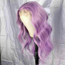 Load image into Gallery viewer, Luxury Remy Wavy Purple Lilac Lavender 100% Human Hair Swiss 13x4 Lace Front Wig Wavy Colourful U-Part, 360 or Full Lace Upgrade Available
