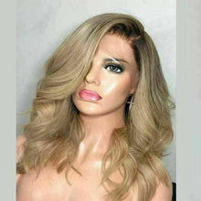 Load image into Gallery viewer, Luxury Remy Wavy Ombre Ash Honey Blonde 100% Human Hair Swiss 13x4 Lace Front Glueless Wig U-Part, 360 or Full Lace Upgrade Available
