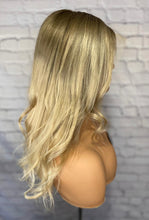 Load image into Gallery viewer, Luxury Honey Ash Blonde Ombre Balayage 100% Human Hair Swiss 13x4 Lace Front Glueless Wig Wavy U-Part, 360 or Full Lace Upgrade Available 2021
