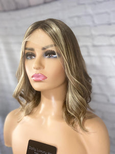 Luxury Dark Ash Brown Balayage Highlight 100% Human Hair Swiss 13x4 Lace Front Wig Wavy Blonde U-Part, 360 or Full Lace Upgrade Available 2021