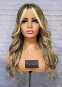 Luxury Ash Blonde Ombre Balayage 100% Human Hair Swiss 13x4 Lace Front Glueless Wig Wavy U-Part, 360 or Full Lace Upgrade Available 2021