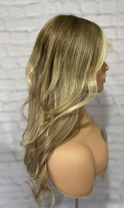 Luxury Ash Blonde Ombre Balayage 100% Human Hair Swiss 13x4 Lace Front Glueless Wig Wavy U-Part, 360 or Full Lace Upgrade Available 2021