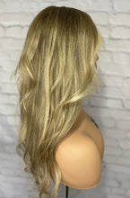 Load image into Gallery viewer, Luxury Ash Blonde Ombre Balayage 100% Human Hair Swiss 13x4 Lace Front Glueless Wig Wavy U-Part, 360 or Full Lace Upgrade Available 2021
