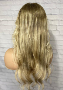 Luxury Ash Blonde Ombre Balayage 100% Human Hair Swiss 13x4 Lace Front Glueless Wig Wavy U-Part, 360 or Full Lace Upgrade Available 2021