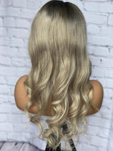 Load image into Gallery viewer, READY TO SHIP Luxury 18” 150% Full Lace Ash Blonde Wig Human Hair Swiss Glueless Size M Sale Bleached Knots
