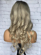 Load image into Gallery viewer, READY TO SHIP Luxury 18” 150% Full Lace Ash Blonde Wig Human Hair Swiss Glueless Size M Sale Bleached Knots
