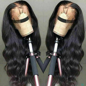 Luxury Remy Jet Black #1 Body Wave Black 100% Human Hair Swiss 13x4 Lace Front Glueless Wig Wavy U-Part, 360 or Full Lace Upgrade Available