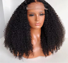 Load image into Gallery viewer, Luxury Remy Afro Kinky Curly Black 100% Human Hair Swiss 13x4 Lace Front Glueless Wig #1B U-Part, 360 or Full Lace Upgrade Available
