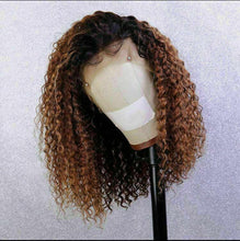 Load image into Gallery viewer, Luxury Kinky Curly Honey Blonde  100% Human Hair Swiss 13x4 Lace Front Glueless Wig U-Part, 360 or Full Lace Upgrade Available
