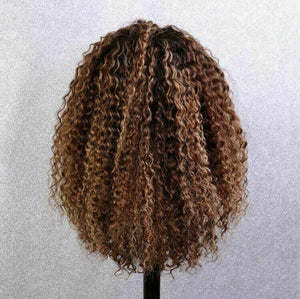 Luxury Kinky Curly Honey Blonde  100% Human Hair Swiss 13x4 Lace Front Glueless Wig U-Part, 360 or Full Lace Upgrade Available