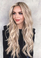 Load image into Gallery viewer, Luxury Light Ash Blonde Balayage 100% Human Hair Swiss 13x4 Lace Front Glueless Wig Wavy U-Part, 360 or Full Lace Upgrade Available
