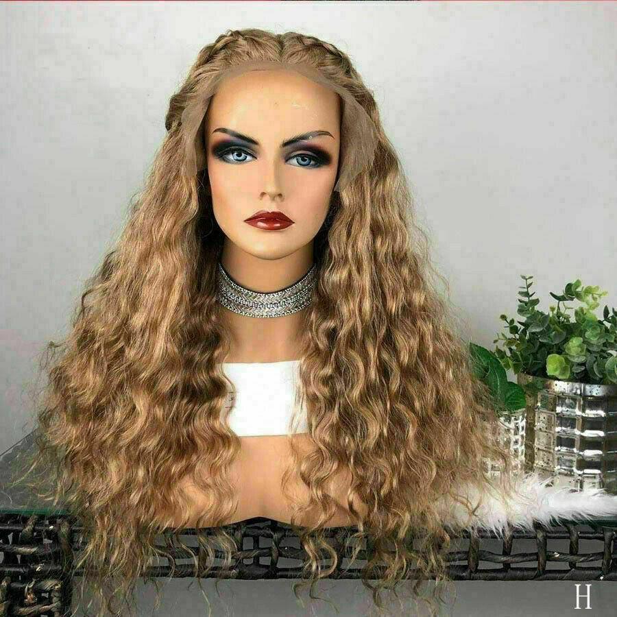 Luxury Remy Dark Golden Blonde Deep Wave 100% Human Hair Swiss 13x4 Lace Front Glueless Wig U-Part, 360 or Full Lace Upgrade Available