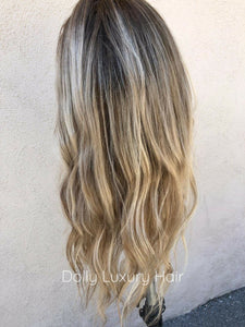 Luxury Ash Blonde Balayage Highlight 100% Human Hair Swiss 13x4 Lace Front Glueless Wig U-Part, 360 or Full Lace Upgrade Available