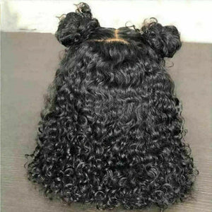 Luxury Remy Curly Bangs Fringe Black #1B Black 100% Human Hair Swiss 13x4 Lace Front Glueless Wig #1B U-Part, 360 or Full Lace Upgrade Available