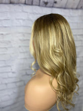 Load image into Gallery viewer, Luxury Platinum Blonde on Brown Hair Balayage 100% Human Hair Swiss 13x4 Lace Front Glueless Wig Wavy U-Part U Part Wig
