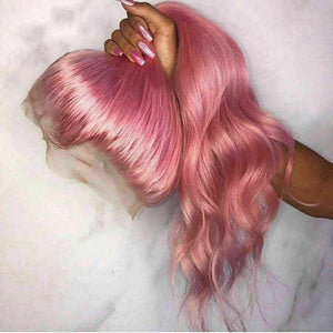 Luxury Brazilian Remy Baby Pink 100% Human Hair Swiss 13x4 Lace Front Glueless Wig Colouful U-Part or Full Lace Upgrade Available