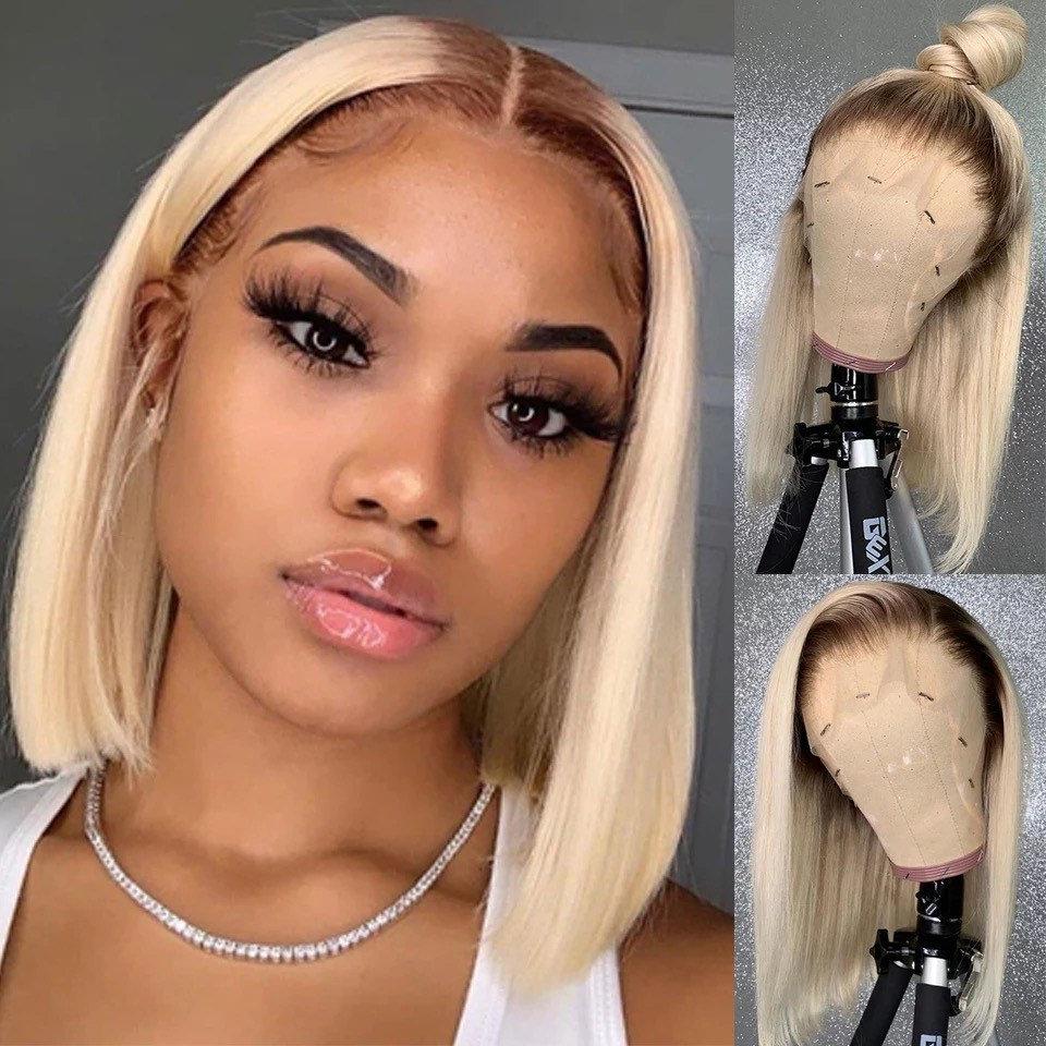Luxury Straight Ombre Platinum #4/613 Blonde 100% Human Hair Swiss 13x4 Lace Front Glueless Wig U-Part, 360 or Full Lace Upgrade Available