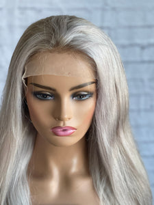 Luxury Balayage Highlight Platinum Ash Blonde 100% Human Hair Swiss 13x4 Lace Front Glueless Wig  U-Part or Full Lace Upgrade Available