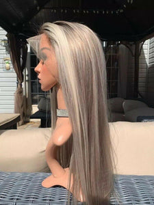 Luxury Balayage Highlight Platinum Ash Blonde 100% Human Hair Swiss 13x4 Lace Front Glueless Wig  U-Part or Full Lace Upgrade Available