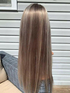 Luxury Balayage Highlight Platinum Ash Blonde 100% Human Hair Swiss 13x4 Lace Front Glueless Wig  U-Part or Full Lace Upgrade Available