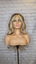 Load image into Gallery viewer, Luxury Balayage Ombre Highlight Ash Blonde Dark Roots 100% Human Hair Swiss 13x4 Lace Front Wig U-Part or Full Lace Upgrade Available
