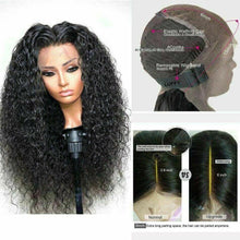 Load image into Gallery viewer, Luxury Deep Wave Curly Black 100% Human Hair Swiss 13x4 Lace Front Glueless Wig #1B U-Part, 360 or Full Lace Upgrade Available
