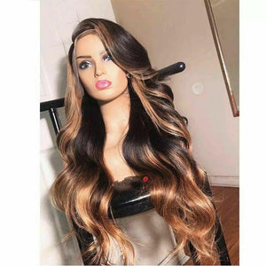 Luxury Remy 100% Human Hair Swiss 13x4 Lace Front Wig Balayage Highlight Ombre Ash Blonde Brown U-Part, 360 or Full Lace Upgrade Available