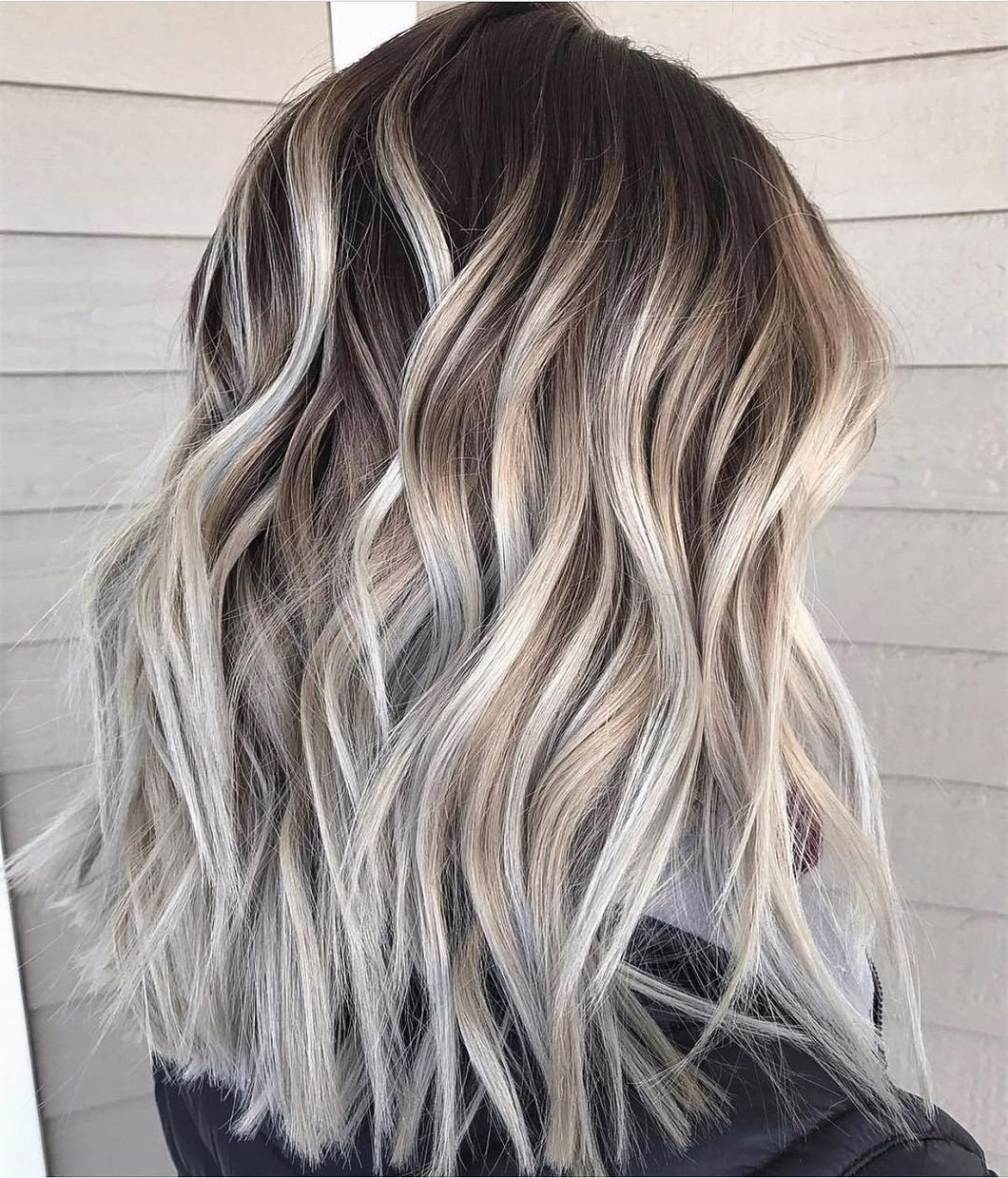 Luxury Cool Ash Blonde Balayage 100% Human Hair Swiss 13x4 Lace Front Glueless Wig Wavy U-Part, 360 or Full Lace Upgrade Available