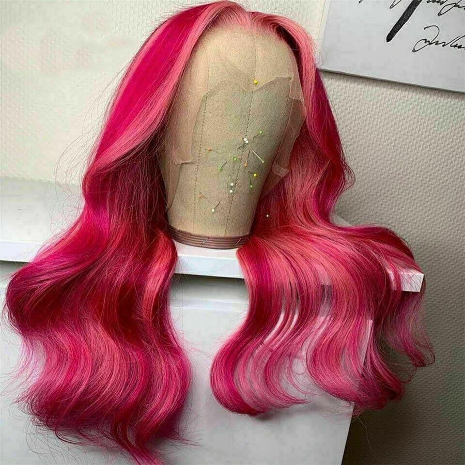 Luxury Remy Pink Fuchsia Balayage Highlight 100% Human Hair Swiss
