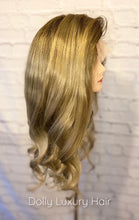 Load image into Gallery viewer, Luxury Honey Blonde Ombre Balayage Highlight 100% Human Hair Swiss 13x4 Lace Front Glueless Wig U-Part, 360 or Full Lace Upgrade Available
