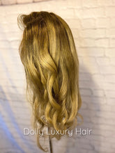 Load image into Gallery viewer, Luxury Honey Blonde Ombre Balayage Highlight 100% Human Hair Swiss 13x4 Lace Front Glueless Wig U-Part, 360 or Full Lace Upgrade Available
