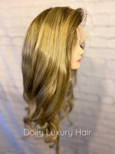 Load image into Gallery viewer, Luxury Honey Blonde Ombre Balayage Highlight 100% Human Hair Swiss 13x4 Lace Front Glueless Wig U-Part, 360 or Full Lace Upgrade Available
