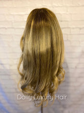 Load image into Gallery viewer, Luxury Honey Blonde Ombre Balayage Highlight 100% Human Hair Swiss 13x4 Lace Front Glueless Wig U-Part, 360 or Full Lace Upgrade Available
