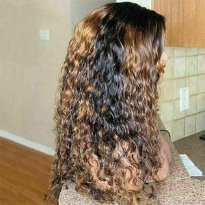 Luxury Curly Ombre 100% Human Hair Swiss 13x4 Lace Front Glueless Wig Auburn Brown Color #30 U-Part, 360 or Full Lace Upgrade Available