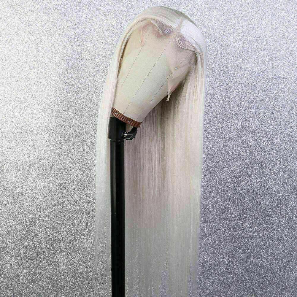 Luxury Remy Ice Blonde White Transparent 100% Human Hair Swiss 13x4 Lace Front Glueless Wig U-Part, 360 or Full Lace Upgrade Available
