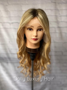 Luxury Balayage Highlight Light Golden Blonde Honey 100% Human Hair Swiss 13x4 Lace Front Glueless Wig U-Part, 360 or Full Lace Upgrade Available