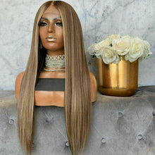 Load image into Gallery viewer, Luxury Remy Light Brown Ash Blonde 100% Human Hair Swiss 13x4 Lace Front Wig Balayage Highlight U-Part, 360 or Full Lace Upgrade Available
