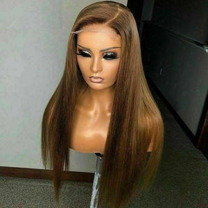 Luxury Special Ash Brown Blonde Remy Straight 100% Human Hair Swiss 13x4 Lace Front Glueless Wig U-Part, 360 or Full Lace Upgrade Available